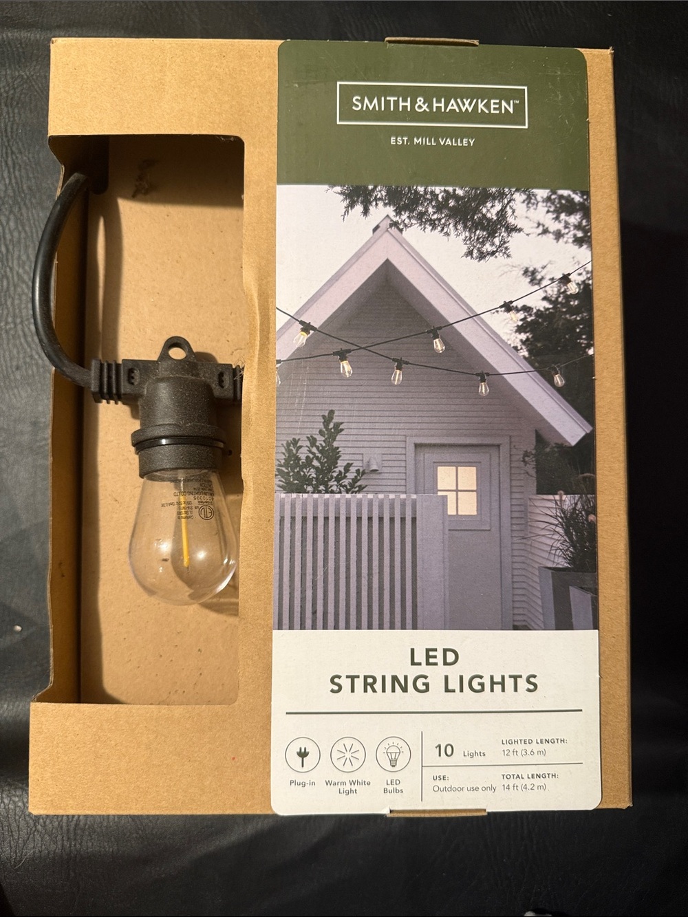 NWT set of 2** Smith & Hawken Warm White LED String Lights with Black Cord